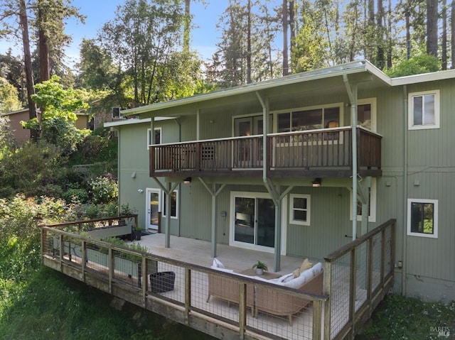 16 Ivy Ln, Woodacre, CA 94973 - back of property with a balcony and a deck