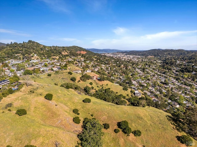 aerial overview of property's location featuring a mountain backdrop