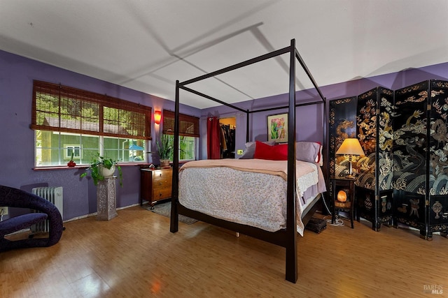 10 Wildwood Ln, Cazadero, CA 95421 - bedroom featuring wood finished floors, radiator, and a spacious closet