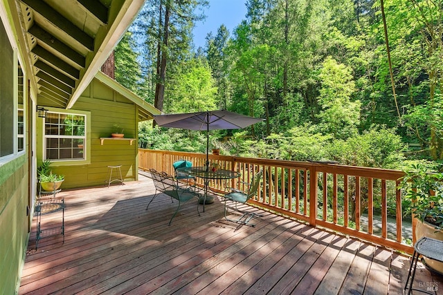 10 Wildwood Ln, Cazadero, CA 95421 - deck with outdoor dining area and a forest view