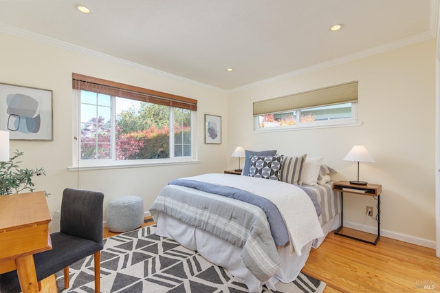 199 Golden Hind Psge, Corte Madera, CA 94925 - bedroom featuring light wood finished floors, ornamental molding, baseboards, and recessed lighting