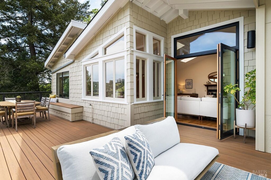 35 Berry Trl, Fairfax, CA 94930 - wooden deck featuring outdoor dining space and an outdoor living space