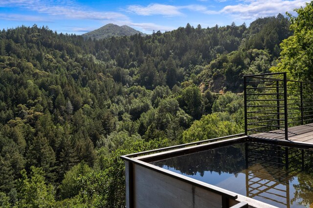 421 Crown Rd, Kentfield, CA 94904 - wooden deck featuring a mountain view and a view of trees