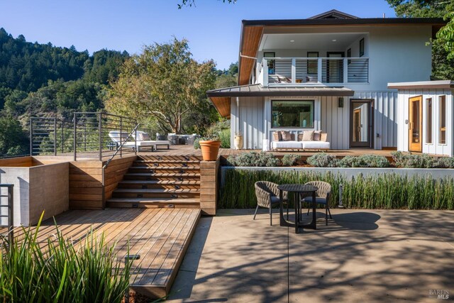 421 Crown Rd, Kentfield, CA 94904 - wooden terrace featuring outdoor lounge area and a mountain view
