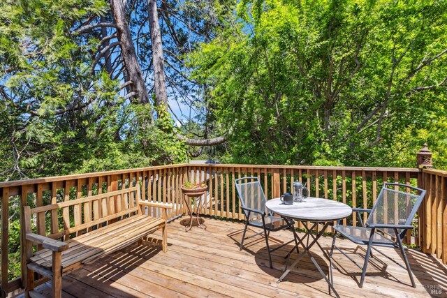 9 Buckeye Cir, Woodacre, CA 94973 - wooden deck with outdoor dining area
