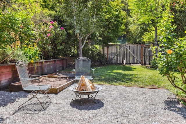 9 Buckeye Cir, Woodacre, CA 94973 - view of yard with an outdoor fire pit and a patio area