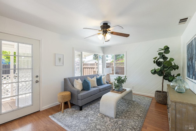 2095 W Pueblo Ave Unit A, Napa, CA 94558 - living area featuring ceiling fan, wood finished floors, and baseboards