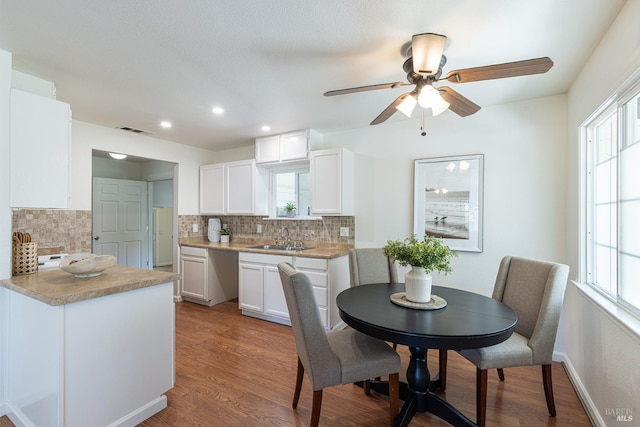 2095 W Pueblo Ave Unit A, Napa, CA 94558 - dining area with plenty of natural light, a ceiling fan, light wood finished floors, and recessed lighting