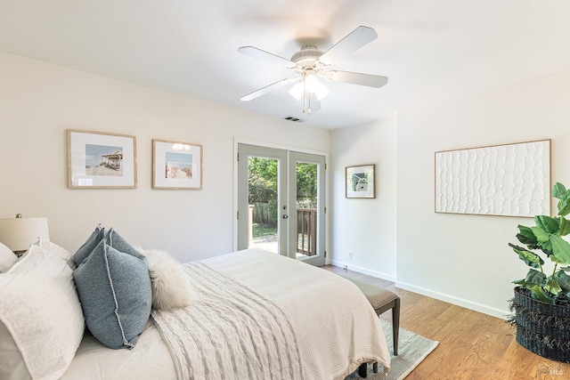 2095 W Pueblo Ave Unit A, Napa, CA 94558 - bedroom featuring access to outside, light wood-style flooring, baseboards, and ceiling fan