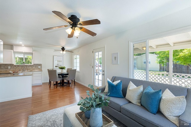 2095 W Pueblo Ave Unit A, Napa, CA 94558 - living room featuring light wood-style floors and ceiling fan