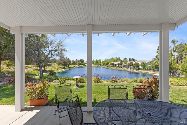 573 Laurel Pl, Rio Vista, CA 94571 - view of patio with outdoor dining space and a water view