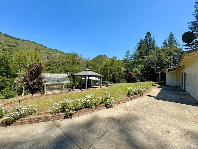 4511 Dry Creek Rd, Napa, CA 94558 - view of patio with a gazebo and a mountain view