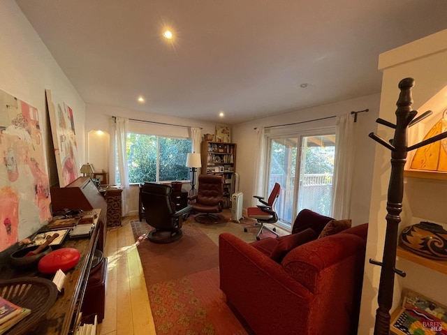 10 Millwood St, Mill Valley, CA 94941 - living room featuring plenty of natural light, wood-type flooring, and recessed lighting