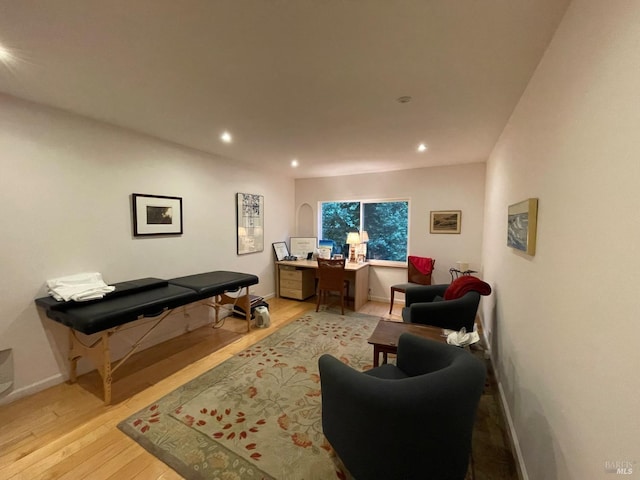 10 Millwood St, Mill Valley, CA 94941 - sitting room featuring wood finished floors, recessed lighting, baseboards, and an office area