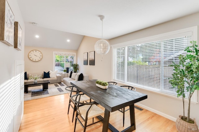 587 El Capitan Dr, Danville, CA 94526 - dining room with light wood-type flooring, lofted ceiling, recessed lighting, and baseboards