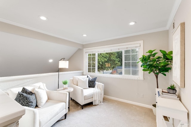 587 El Capitan Dr, Danville, CA 94526 - sitting room with light carpet, recessed lighting, baseboards, and crown molding