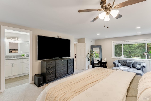 587 El Capitan Dr, Danville, CA 94526 - bedroom with ensuite bath, recessed lighting, and a ceiling fan