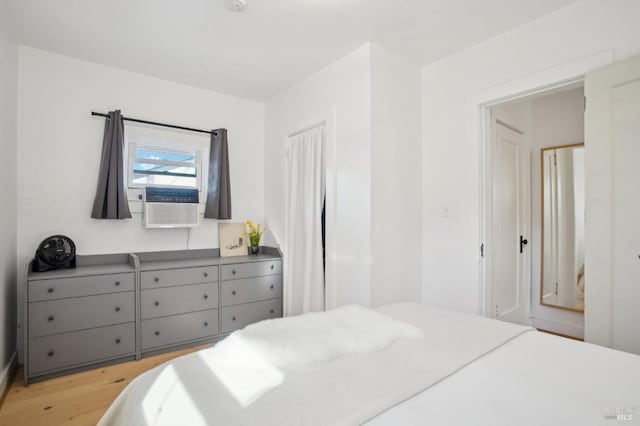bedroom featuring light wood-type flooring