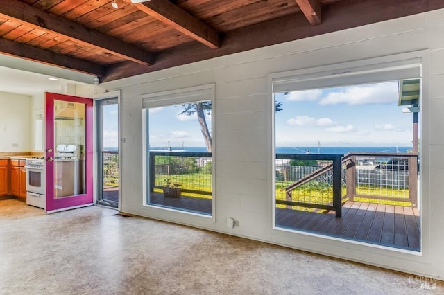 4981 Conch Ave, Bodega Bay, CA 94923 - unfurnished room with beamed ceiling and wood ceiling