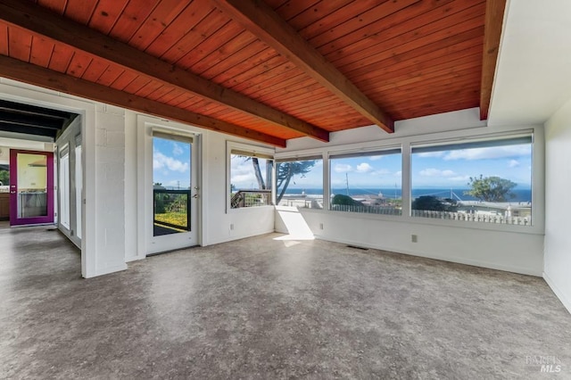 4981 Conch Ave, Bodega Bay, CA 94923 - unfurnished sunroom with beamed ceiling and wood ceiling