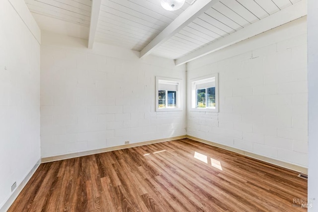 4981 Conch Ave, Bodega Bay, CA 94923 - empty room featuring wood finished floors, baseboards, beam ceiling, and wood ceiling