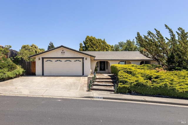 2194 Pomona Pl, Fairfield, CA 94534 - ranch-style home with a garage, concrete driveway, fence, and stucco siding