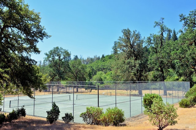 3320 Booth Way, Potter Valley, CA 95469 - view of tennis court featuring fence and a forest view