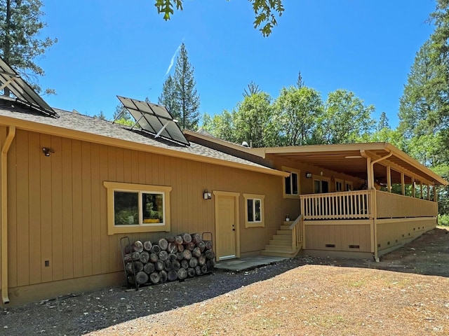 3320 Booth Way, Potter Valley, CA 95469 - rear view of house with roof with shingles, stairs, and a porch