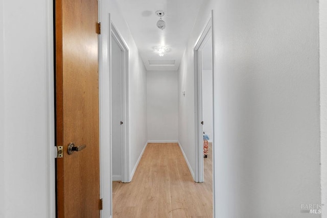 3500 Mount Veeder Rd, Napa, CA 94558 - corridor featuring light wood-style floors, attic access, and baseboards