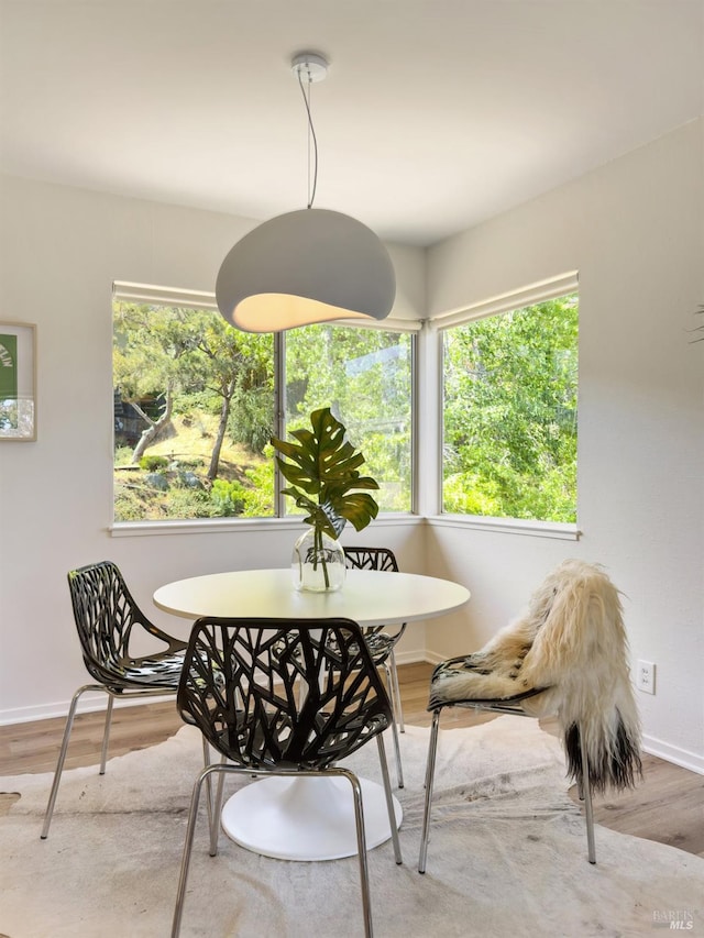 dining room with wood finished floors and baseboards