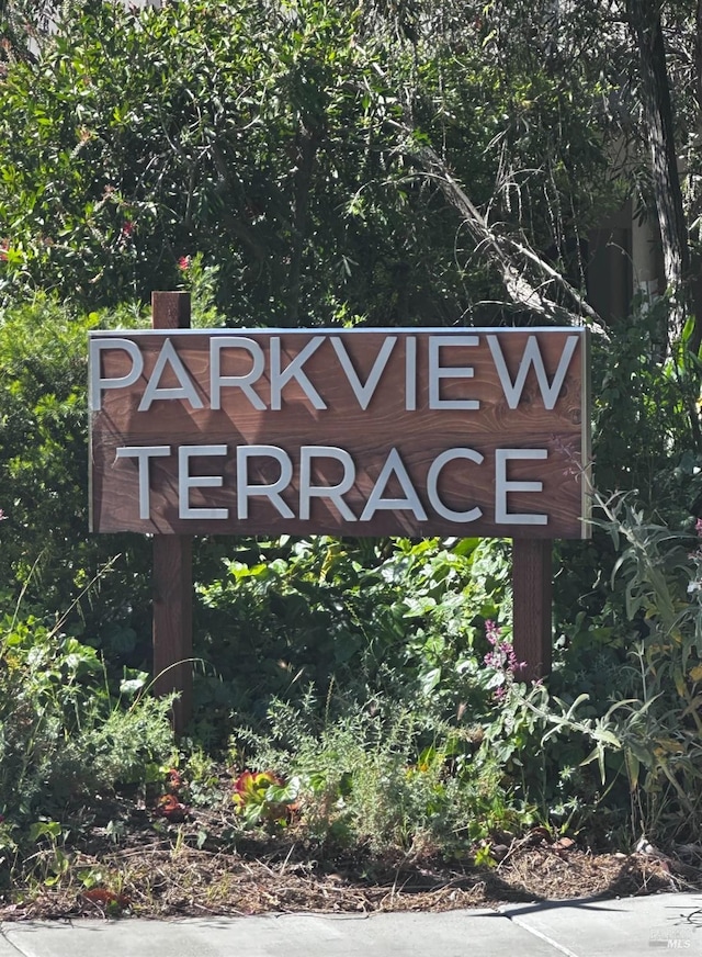 view of community sign