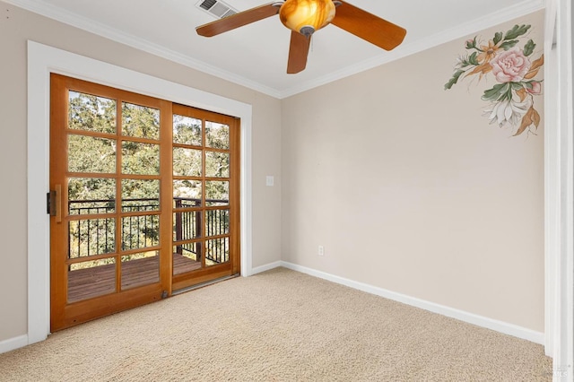 1126 Rimrock Dr, Napa, CA 94558 - unfurnished room with carpet floors, baseboards, ornamental molding, and a ceiling fan