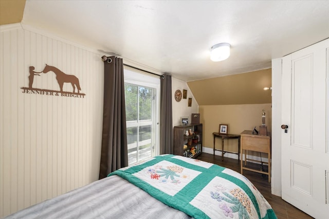 25107 Main St, Capay, CA 95607 - bedroom featuring lofted ceiling, access to outside, and dark wood finished floors