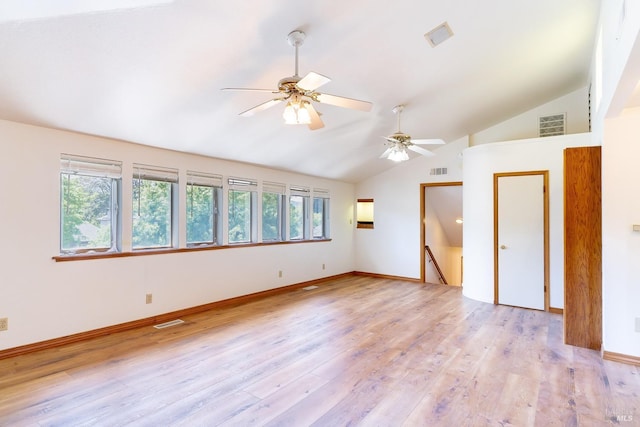 3756 Cano Ct, Napa, CA 94558 - spare room with ceiling fan, light wood finished floors, vaulted ceiling, and baseboards