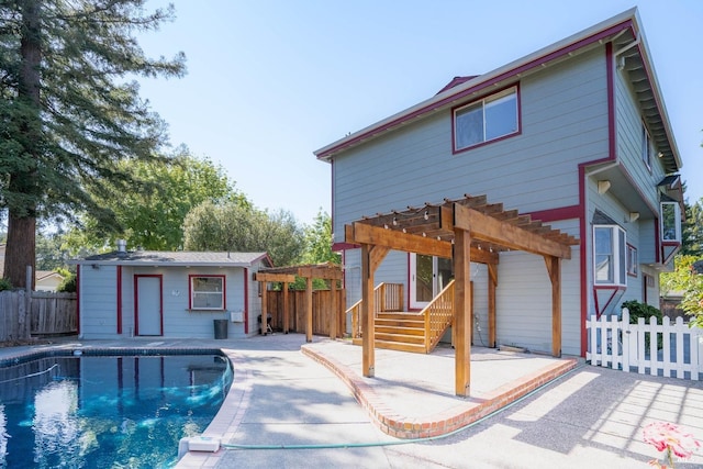 3756 Cano Ct, Napa, CA 94558 - rear view of property with a pergola, a patio area, fence, and an outdoor structure