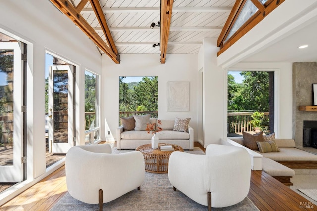 145 Marlin Ave, Mill Valley, CA 94941 - sunroom with healthy amount of natural light and beamed ceiling