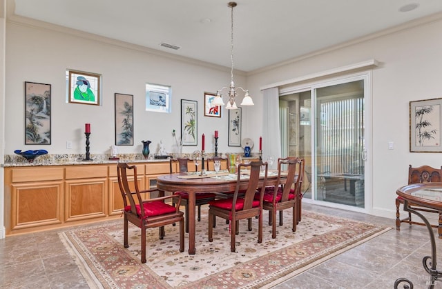421 Redmont Ln, Rio Vista, CA 94571 - dining space featuring ornamental molding and a chandelier