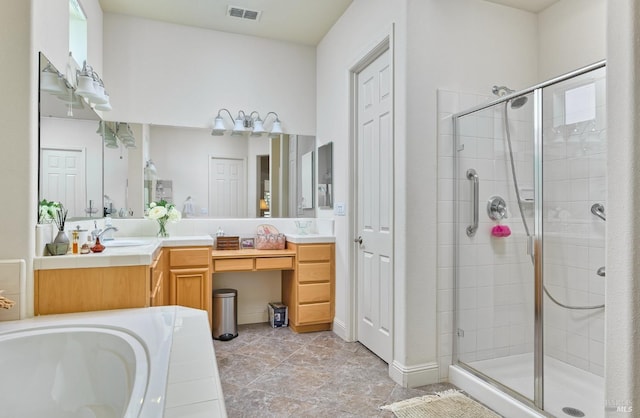 421 Redmont Ln, Rio Vista, CA 94571 - full bathroom featuring a shower stall, a bath, and double vanity
