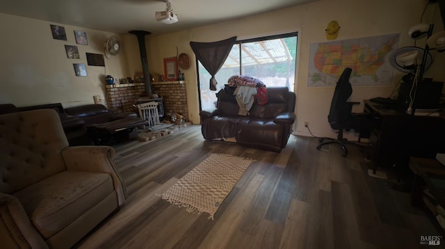 25248 Robinson Rd, Willits, CA 95490 - living room with a wood stove and wood finished floors