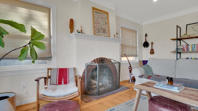 1302 Illinois St, Vallejo, CA 94590 - sitting room featuring wood finished floors, a fireplace, and baseboards