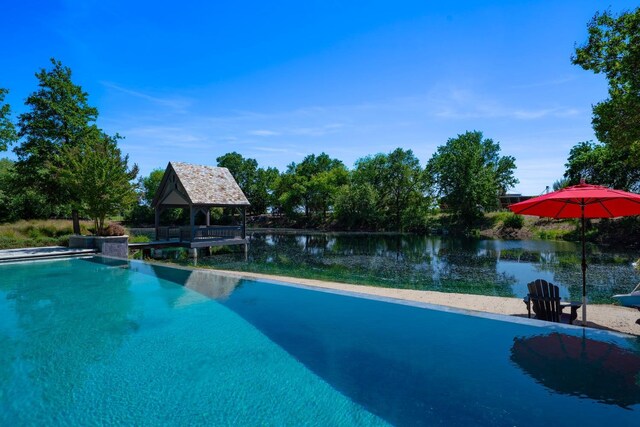 27681 Mace Blvd, Davis, CA 95618 - view of swimming pool with a gazebo and a water view