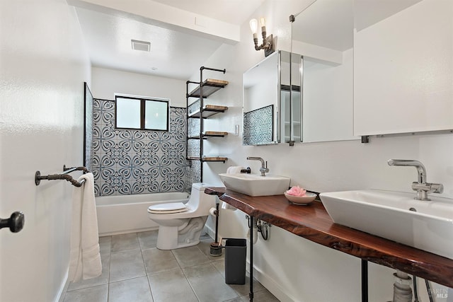 8940 Irving St, Graton, CA 95444 - bathroom featuring tile patterned floors, toilet, washtub / shower combination, and baseboards