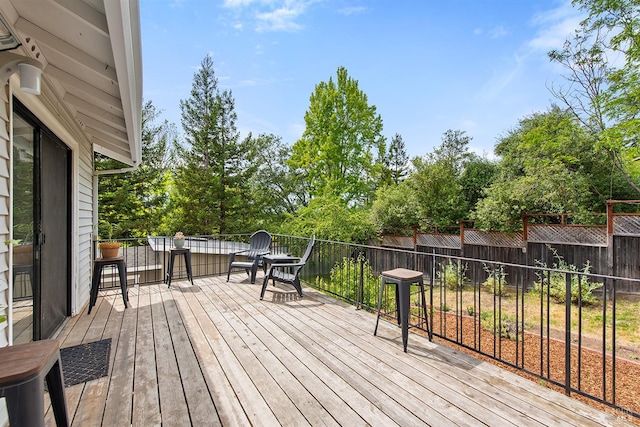 8940 Irving St, Graton, CA 95444 - wooden terrace featuring fence and view of scattered trees