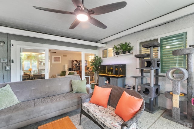 464 Azalea Way, Vacaville, CA 95688 - living area featuring speckle patterned floor and a ceiling fan