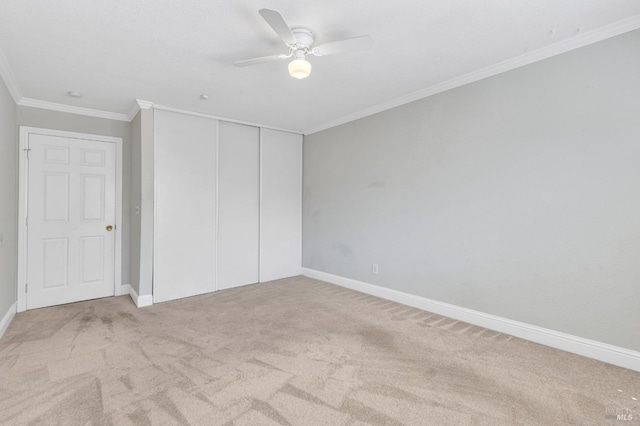 3183 Wayside Plz Unit 319, Walnut Creek, CA 94597 - unfurnished bedroom featuring carpet, a closet, crown molding, baseboards, and ceiling fan