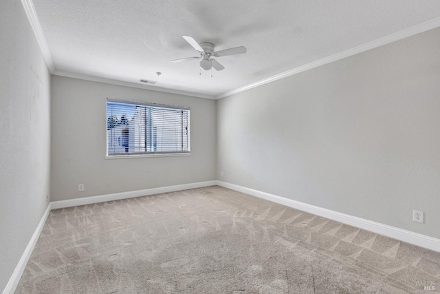 3183 Wayside Plz Unit 319, Walnut Creek, CA 94597 - carpeted spare room featuring crown molding, ceiling fan, a textured ceiling, and baseboards