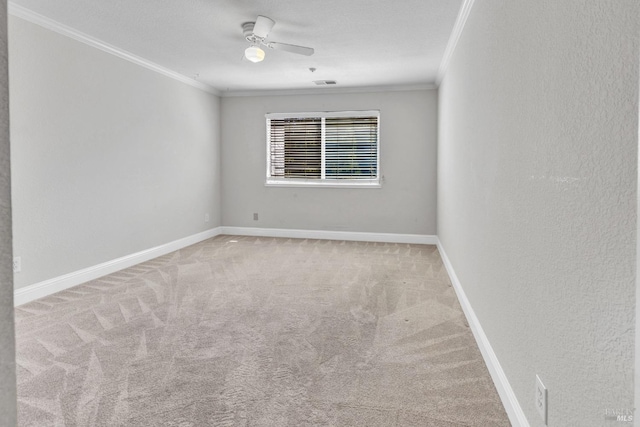 3183 Wayside Plz Unit 319, Walnut Creek, CA 94597 - empty room featuring crown molding, carpet floors, ceiling fan, and baseboards