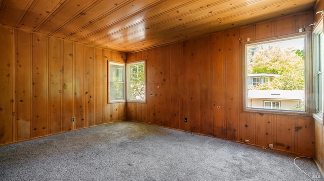 20226 Willow Rd, Monte Rio, CA 95462 - empty room featuring wood ceiling, carpet floors, and wooden walls