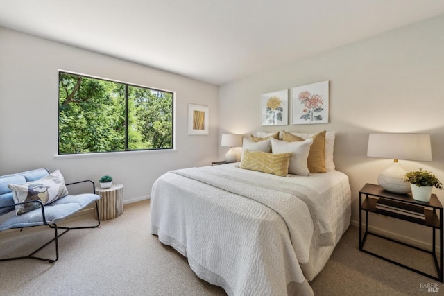 bedroom featuring carpet flooring and baseboards