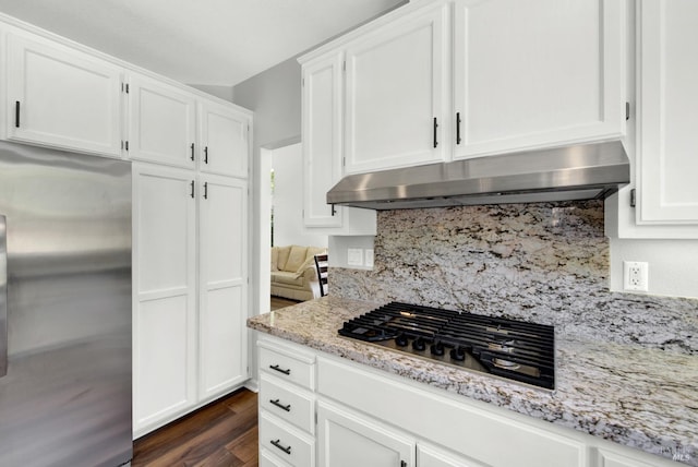 1917 Rollingwood Dr, Fairfield, CA 94534 - kitchen with appliances with stainless steel finishes, white cabinets, backsplash, and dark wood-style flooring